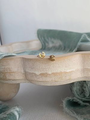 Pac-Man Diamond 14k Yellow Gold Stud Earrings