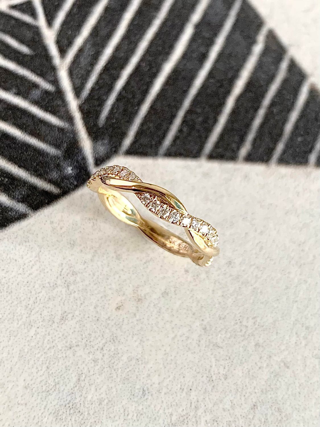 Twist Diamond 14k Yellow Gold Wedding Ring
