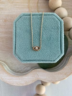 Protective Eye Diamond 14k Yellow Gold Necklace