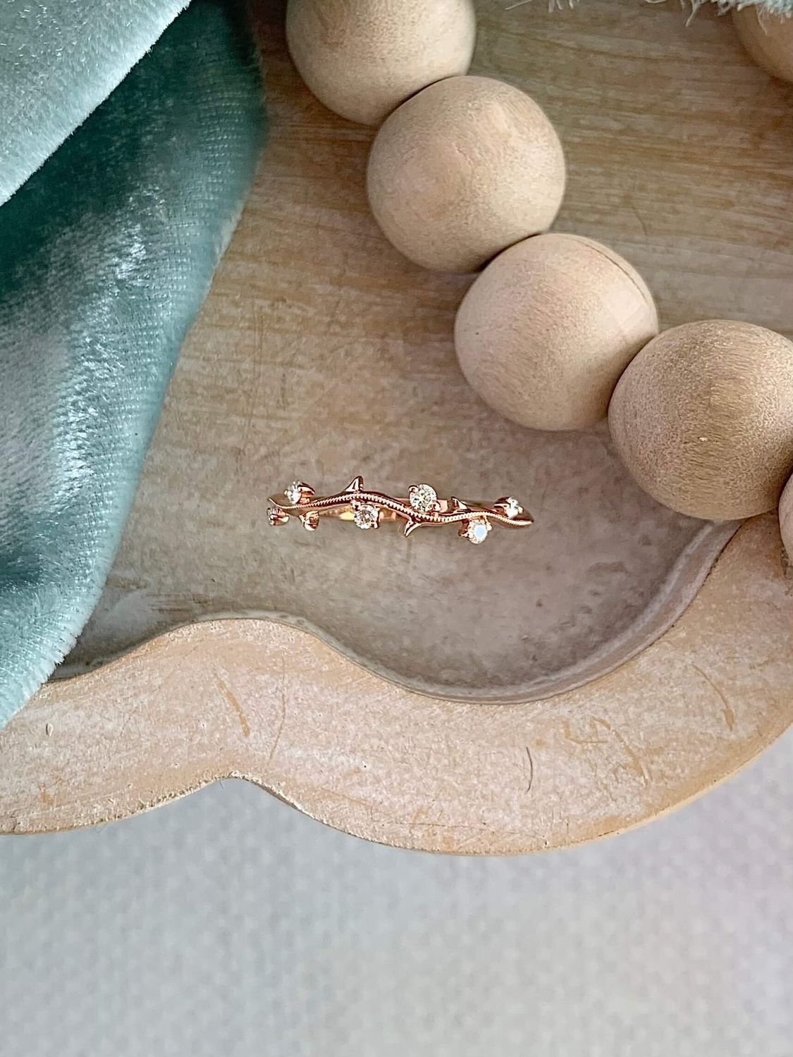 Rose Thorn Diamond 14k Rose Gold Wedding Ring