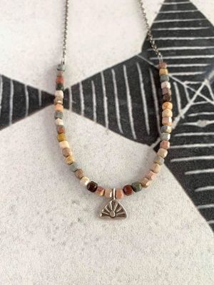 Sunrise Rainbow Agate Silver Necklace