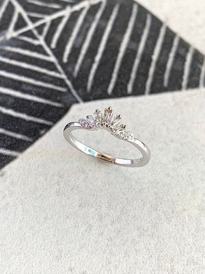 Art Deco Diamond Baguette 14k White Gold Contour Wedding Band