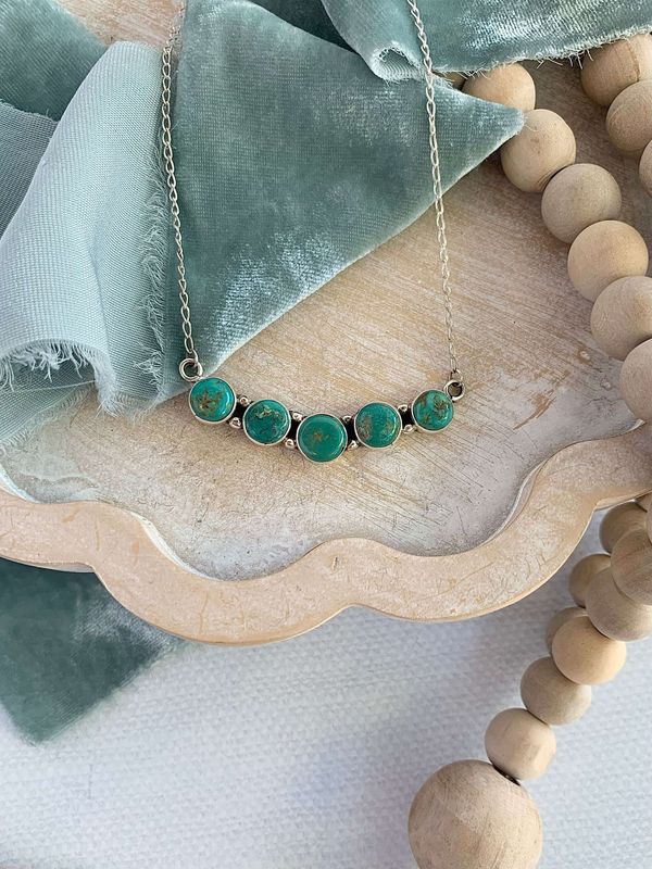 Sacred 5 Turquoise Silver Necklace