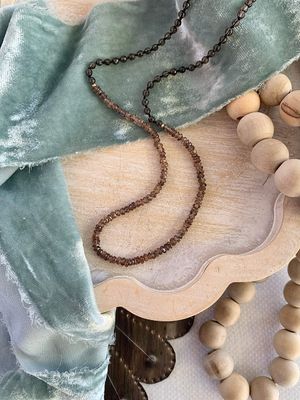 Hand-Strung Andalusite & Smoky Quartz Silver Strand