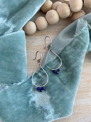 Lapis Wrapped Mixed Metal Earrings