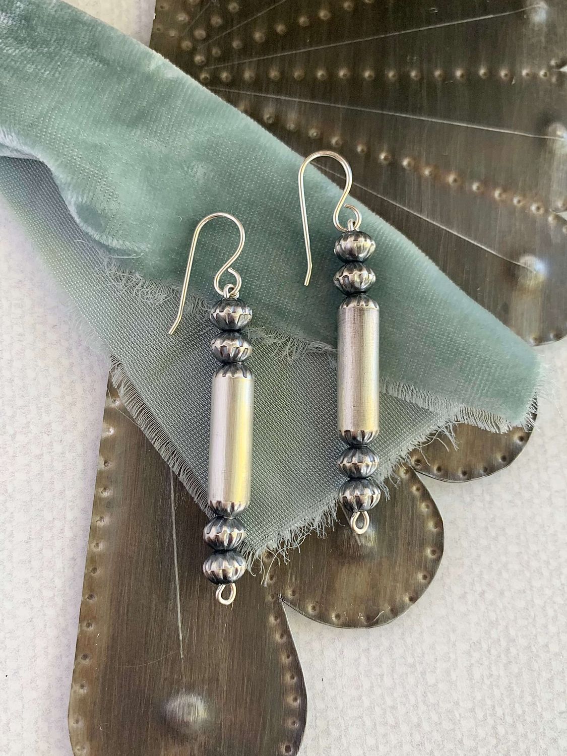 Prayer Wheel Native Made Silver Earring