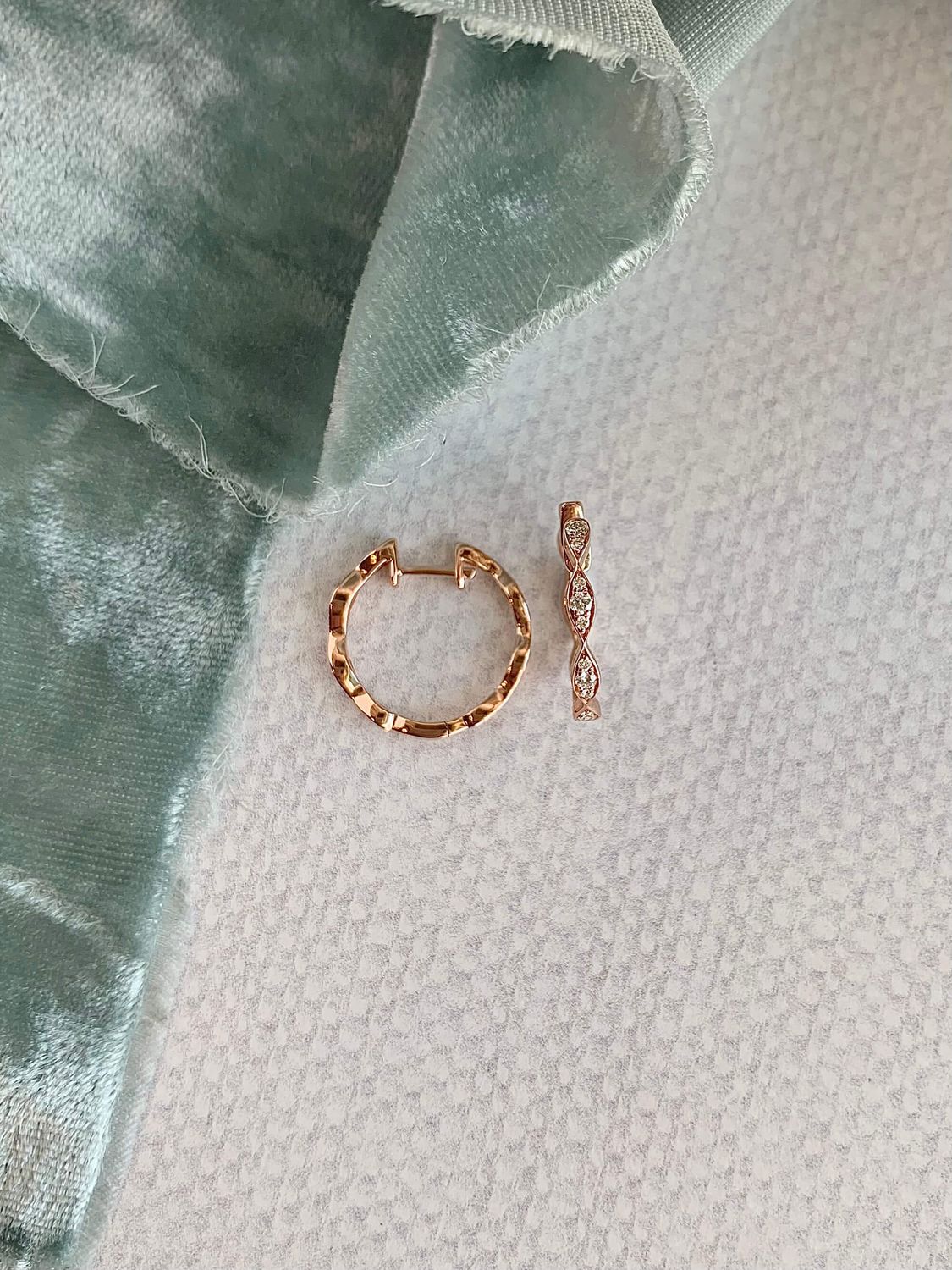 Vintage Vibe Diamond 14k Rose Gold Hoop Earrings