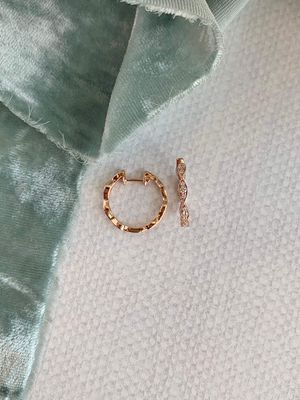 Vintage Vibe Diamond 14k Rose Gold Hoop Earrings