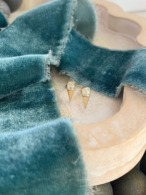 Spiked Diamond 14k Yellow Stud Earrings