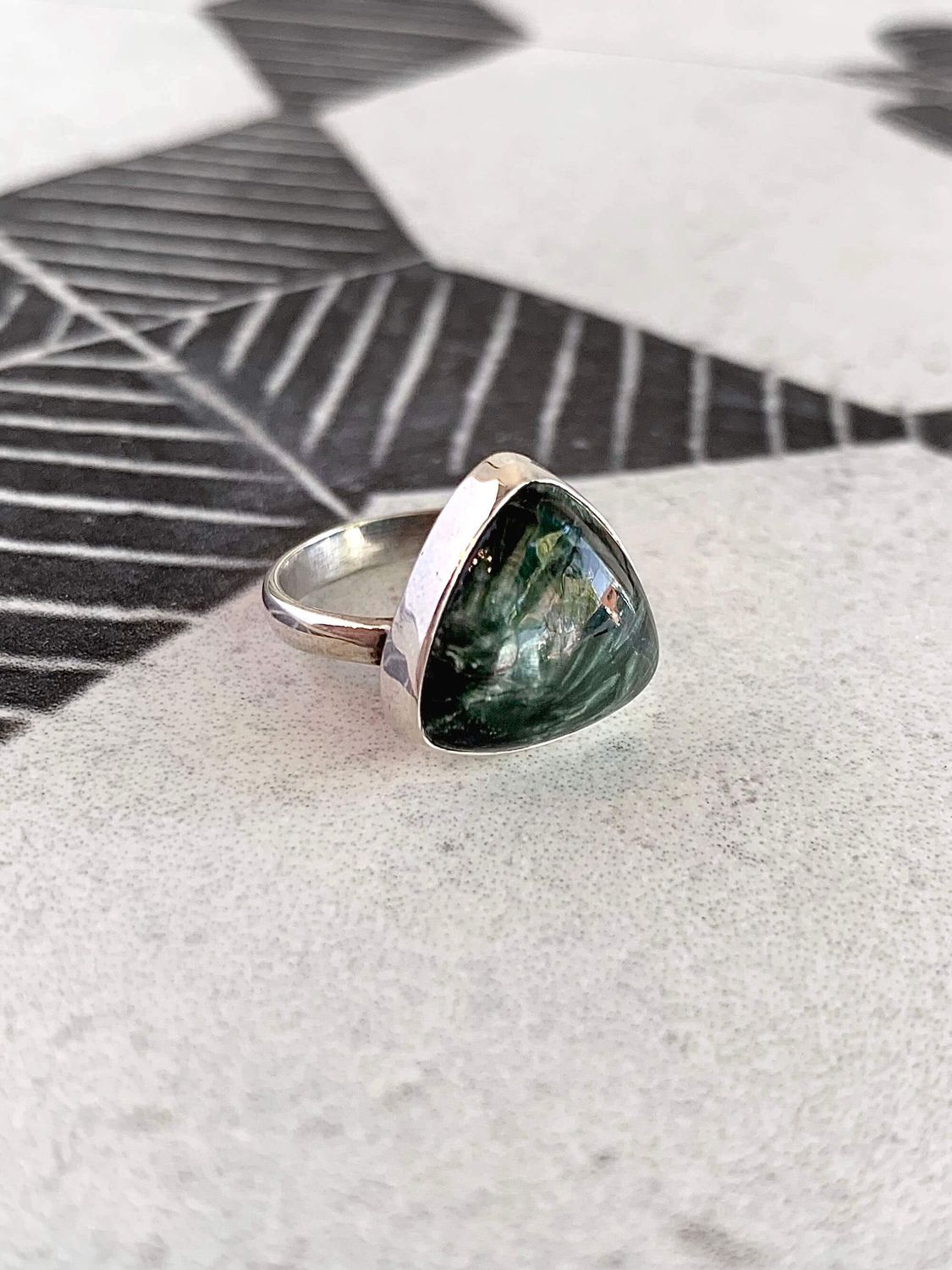 Aligning Seraphinite Silver Ring