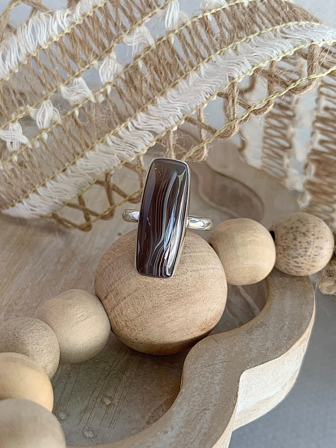 Happy Crazy Lace Agate Silver Ring