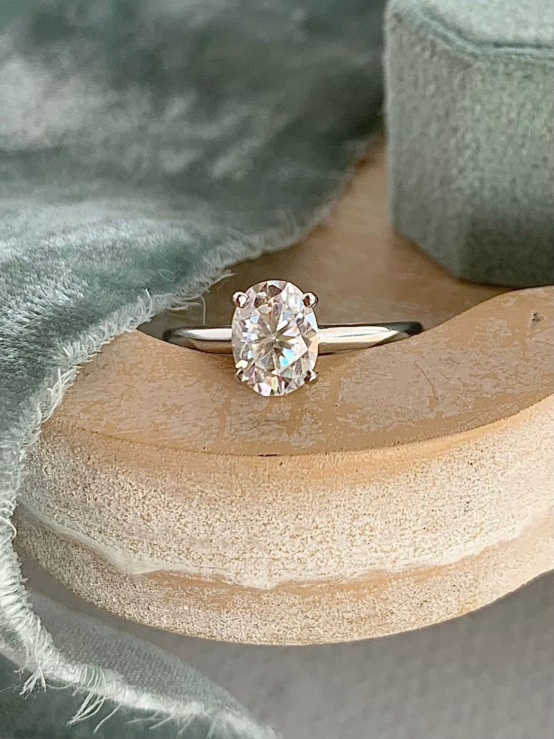 Ashleigh Oval Moissanite 14k White Gold Engagement Ring