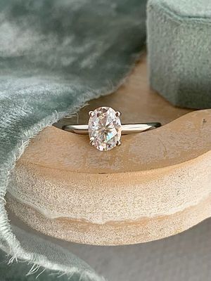 Ashleigh Oval Moissanite 14k White Gold Engagement Ring