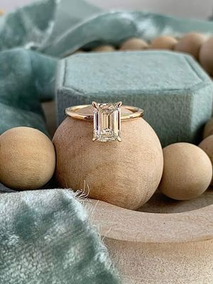 Bridget 2.0 Carat Emerald Cut Lab Diamond Solitaire 14k Yellow Gold Engagement Ring