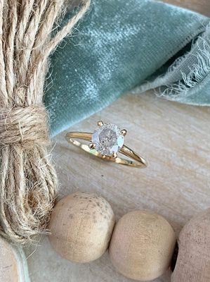 Nieves Salt & Pepper Diamond Solitaire 14k Yellow Gold Engagement Ring
