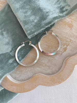 Knife Edge Silver Hoops