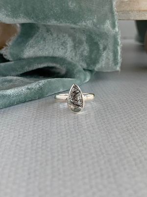 Awakening Black Rutile Quartz Silver Ring