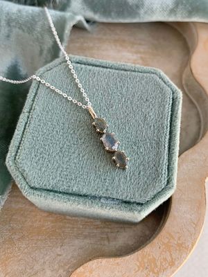 Stacked Labradorite Silver Necklace