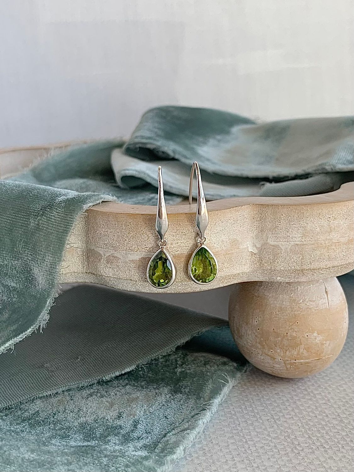 Peridot Drop Silver Earrings