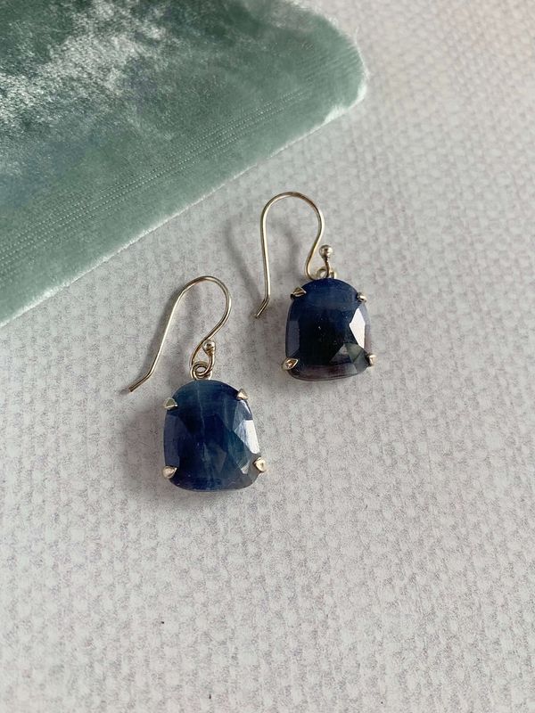 Blue Sapphire Silver Earrings