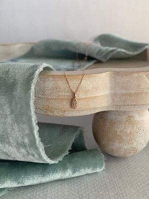 Dainty Pave Diamond Petal 14k Rose Gold Necklace