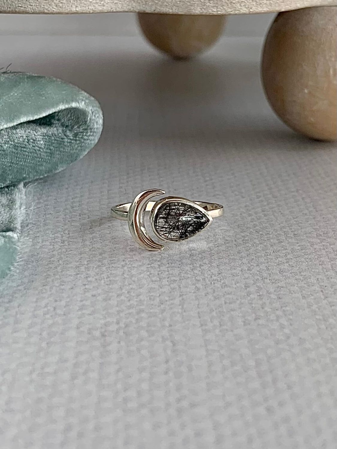 Healing Black Rutile Quartz Silver Ring