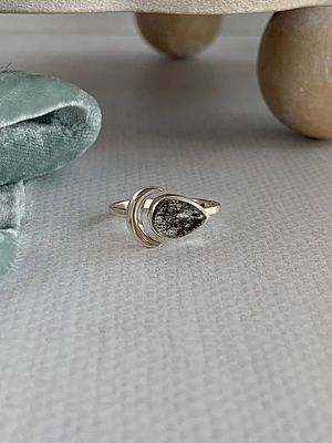 Healing Black Rutile Quartz Silver Ring