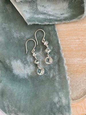 Blue Topaz Trio Silver Earrings
