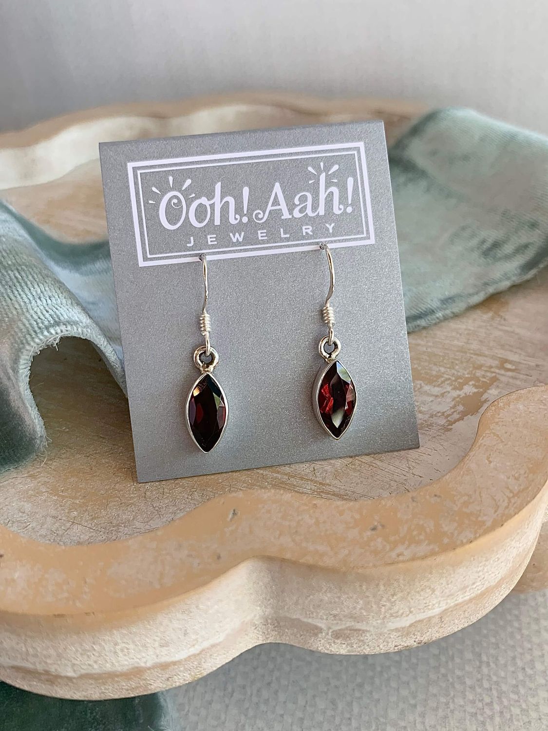 Marquise Garnet Silver Earrings