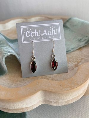 Marquise Garnet Silver Earrings