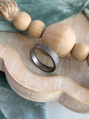5mm Minimalist Cobalt Flat Matte Meteorite Inlay Wedding Band