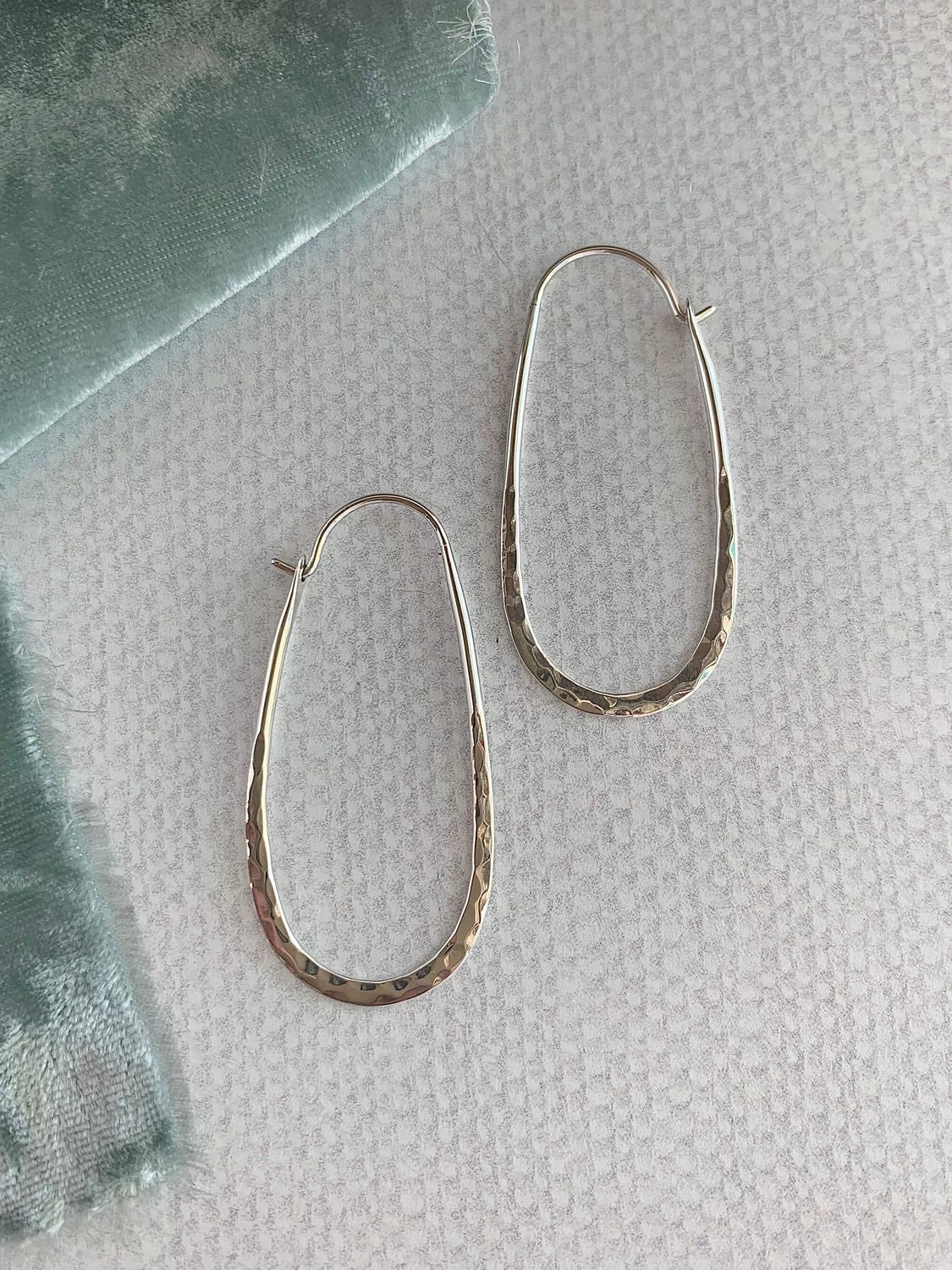 Hammered Long Oval Hoops