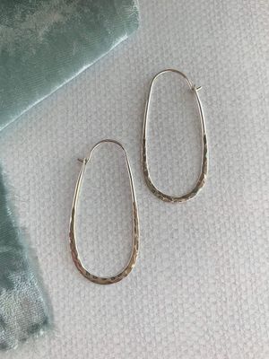 Hammered Long Oval Hoops
