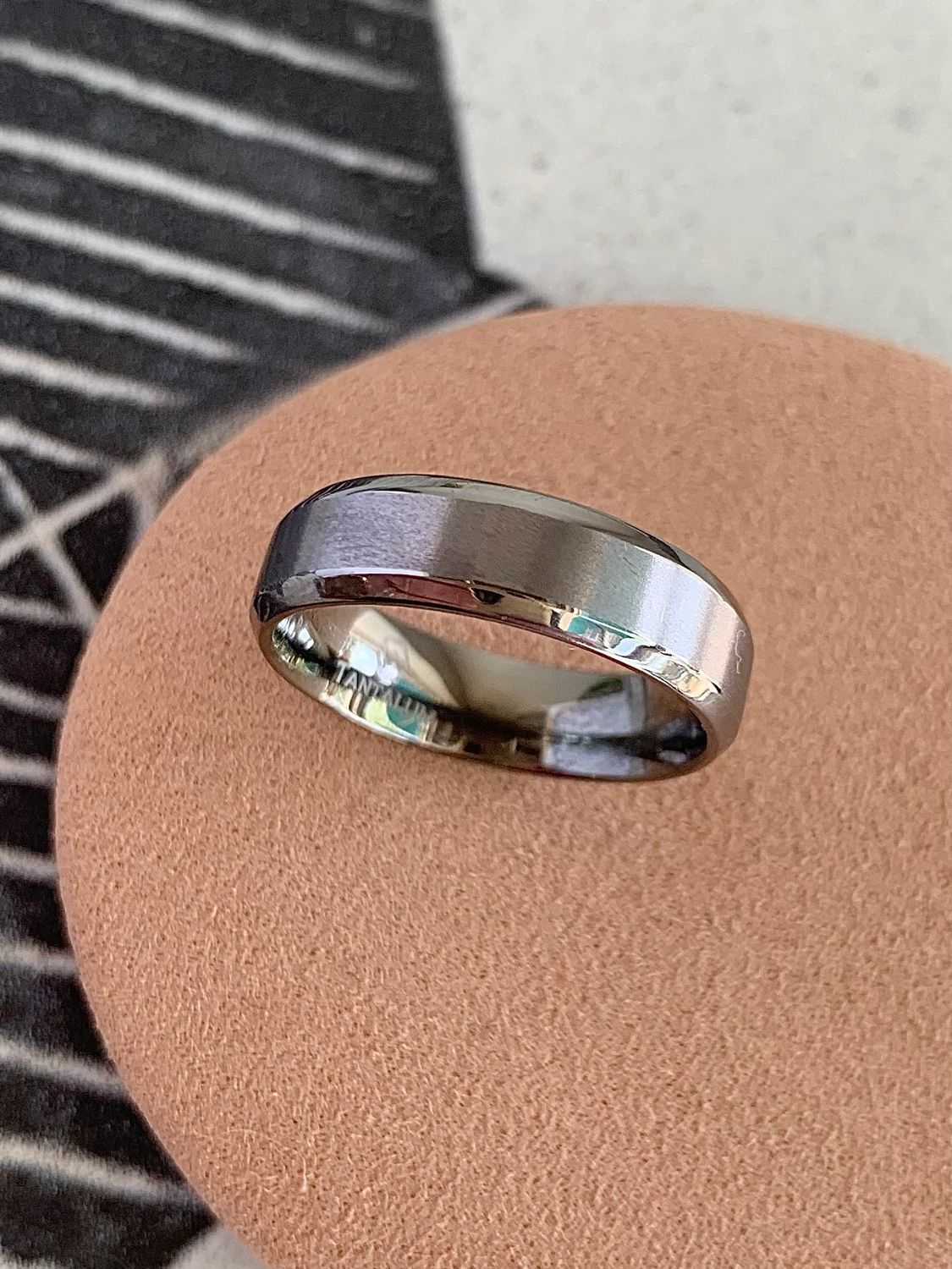 6mm Tantalum Beveled Edge Satin Finish Center High Polish Edge Wedding Band