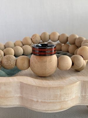 8mm Pipe Cut Blood Wood Black Ceramic Wedding Band
