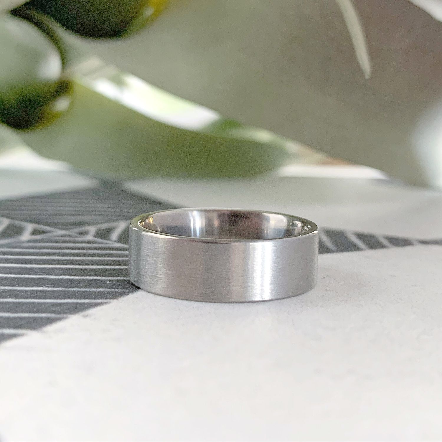 7mm Titanium Flat Edge Wedding Band