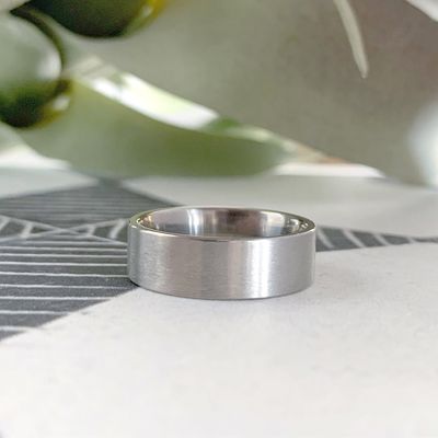 7mm Titanium Flat Edge Wedding Band