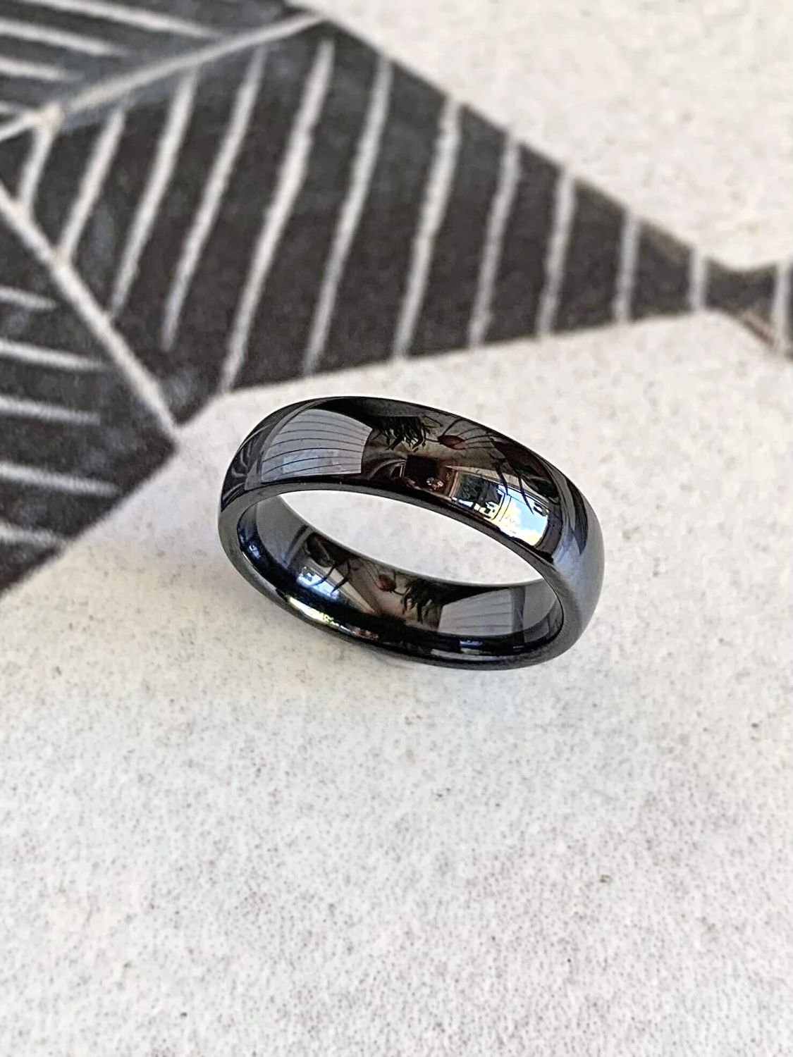 6mm Black Ceramic Domed High Polish Wedding Band