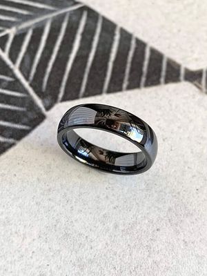 6mm Black Ceramic Domed High Polish Wedding Band