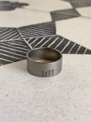 9mm Titanium Flat Matte Finish With Engraved Names Wedding Band
