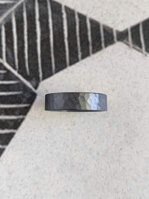 6mm Zirconium Hammered Flat Wedding Band
