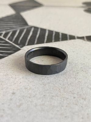5mm Zirconium Flat Edge Hand-Forged Wedding Band