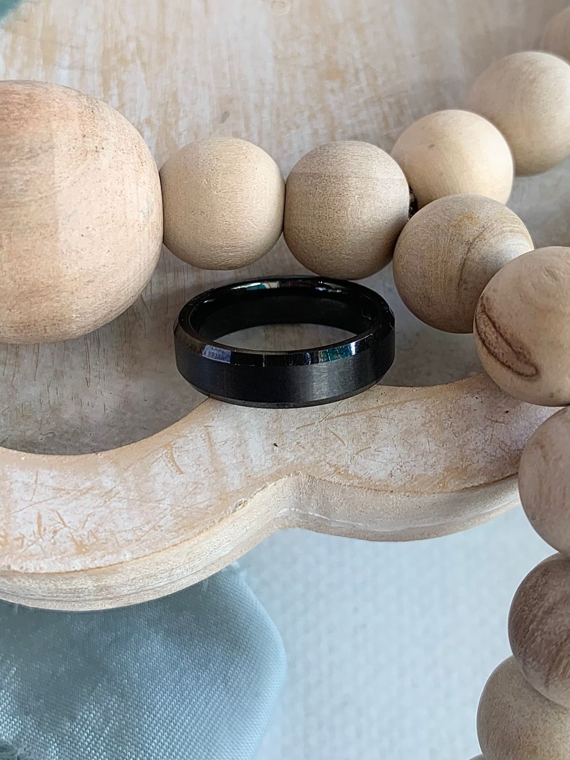 6mm Black Ceramic Satin Finish Center High Polish Edge Wedding Band