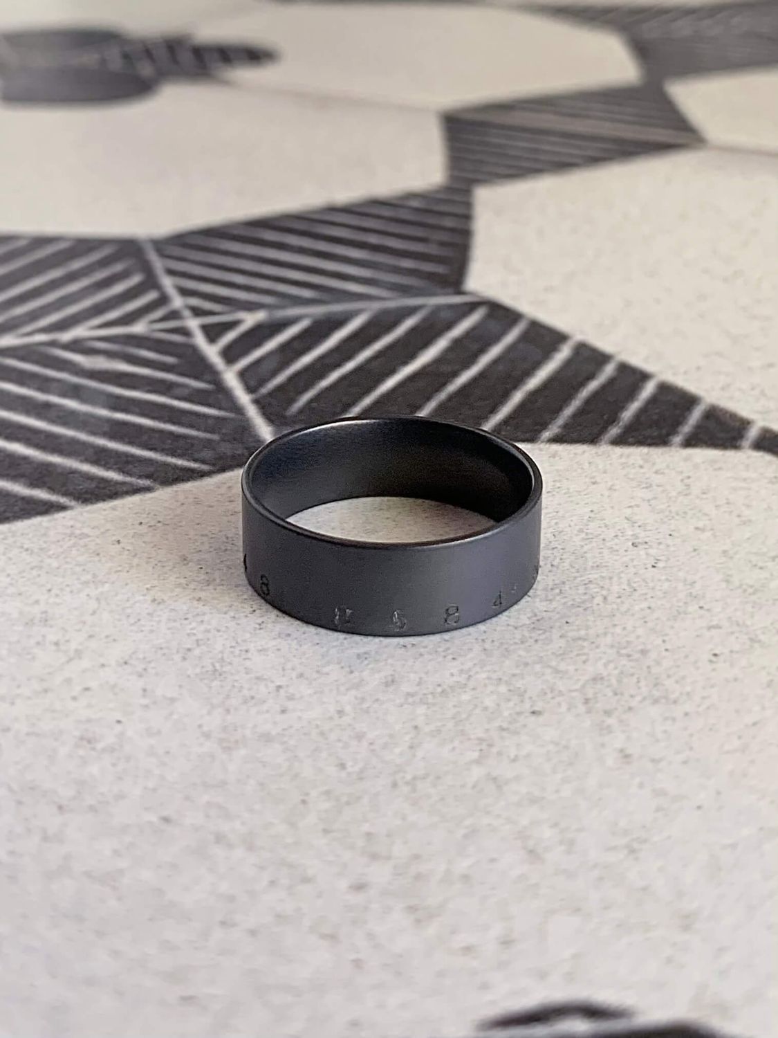 7mm Zirconium Matte Finish Coordinates Engraved Wedding Band