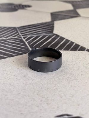 7mm Zirconium Matte Finish Coordinates Engraved Wedding Band