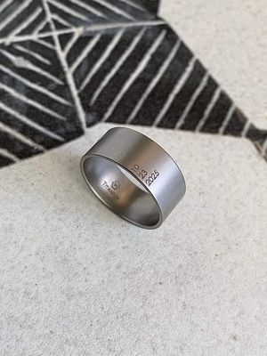 9mm Titanium Matte Finish Engraved Date Wedding Band