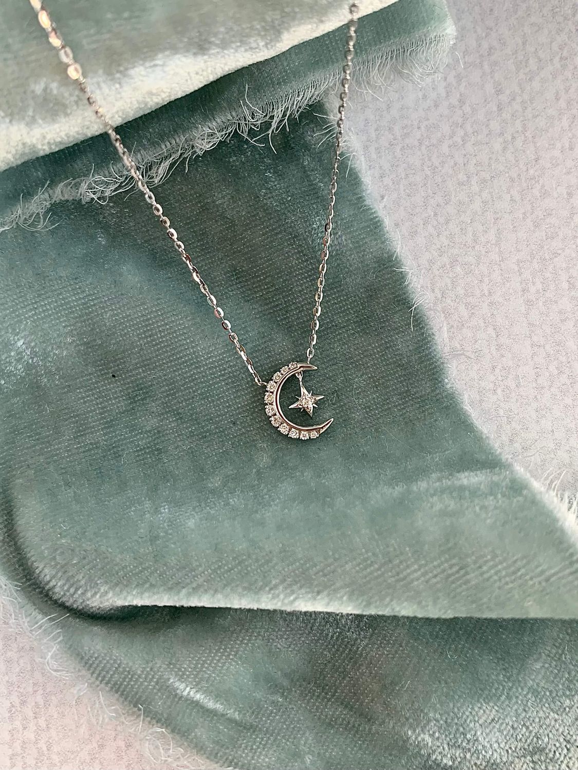 My Moon & Star Diamond 14k White Gold Necklace