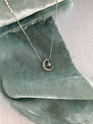 My Moon & Star Diamond 14k White Gold Necklace
