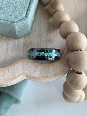 Black Diamond Ceramic and Turquoise 8mm Band