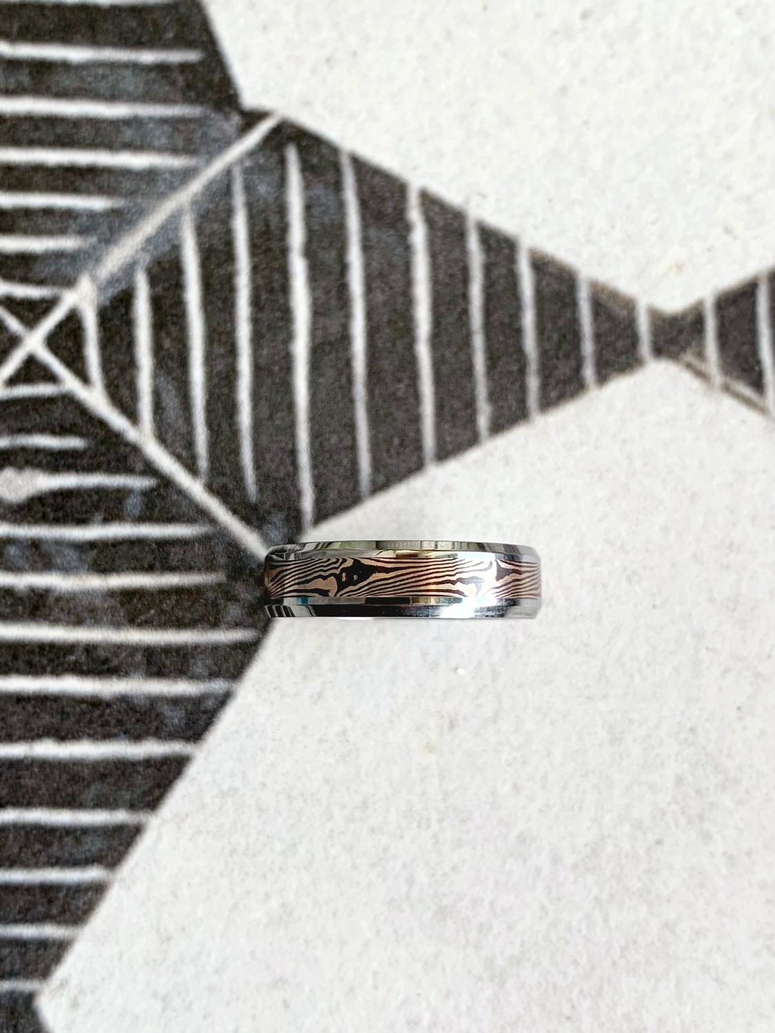 Mokume Rose Gold Tungsten 6mm Wedding Band